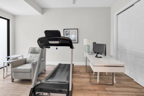Fitness Equipment, Home Office, Interior, Wood Texture Flooring