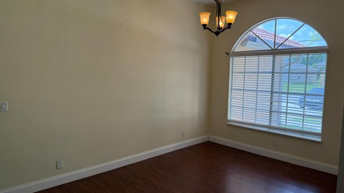Empty room, Interior, Pendant Lights, Wood Texture Flooring