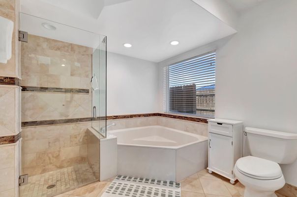 Bathroom, Glass Shower, Interior, Recessed Lighting