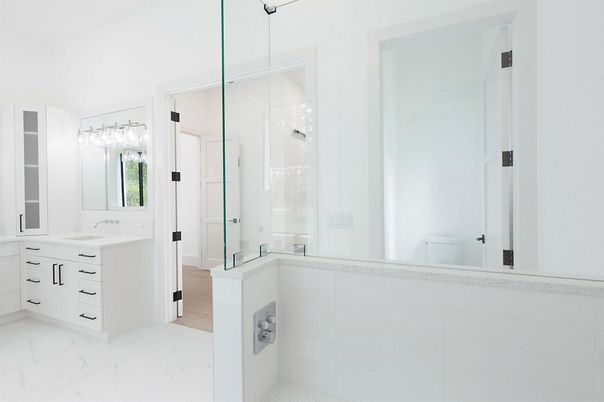 Bathroom, Glass Shower, Interior, Marble