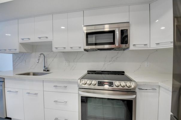 Interior, Kitchen, Marble Walls, Stainless Steel Appliances