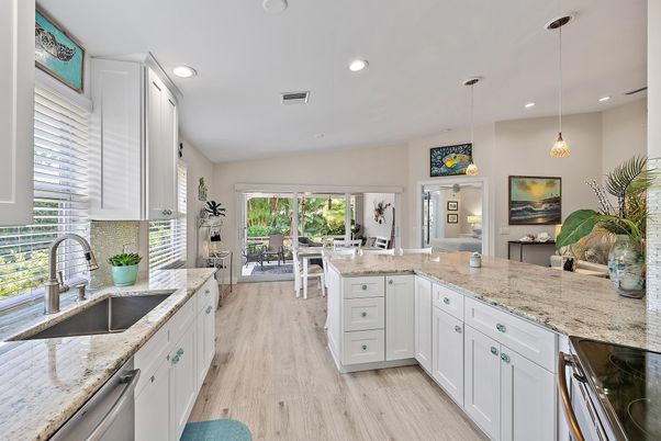 Interior, Kitchen, Pendant Lights, Recessed Lighting, Wood Texture Flooring