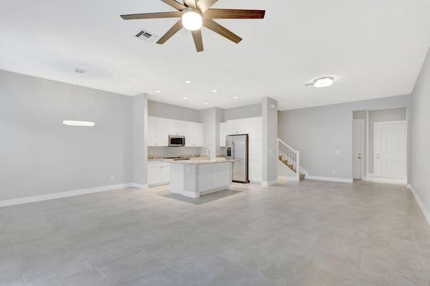 Empty room, Interior, Kitchen, Pendant Lights, Recessed Lighting