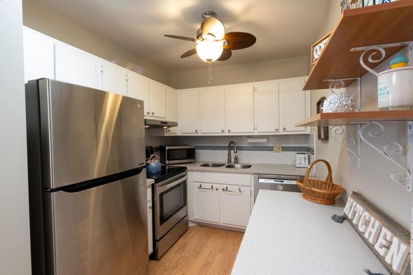 Interior, Kitchen, Stainless Steel Appliances, Wood Texture Flooring