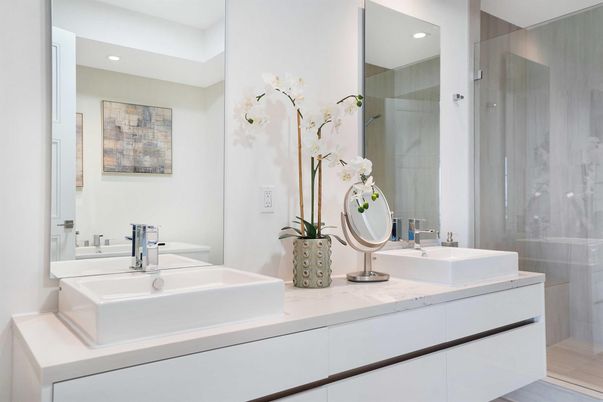Bathroom, Dual Sink Vanities, Glass Shower, Interior, Recessed Lighting
