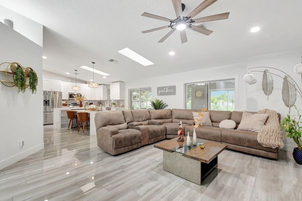 Interior, Kitchen, Living room, Pendant Lights, Recessed Lighting, Stainless Steel Appliances, Wood Texture Flooring