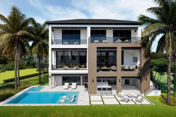 Backyard, Exterior, Facade, Pool, Modern
