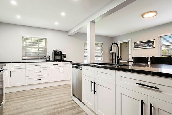 Interior, Kitchen, Recessed Lighting, Wood Texture Flooring