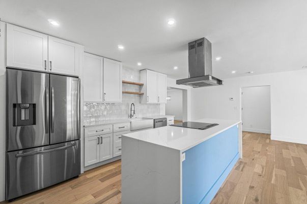 Interior, Kitchen, Recessed Lighting, Wood Texture Flooring