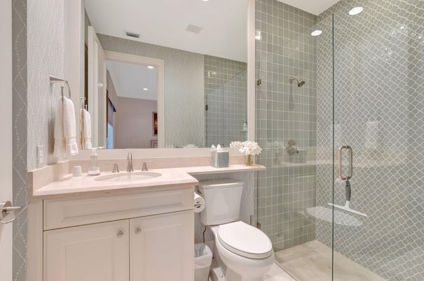 Bathroom, Glass Shower, Interior, Recessed Lighting