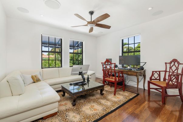 Home Office, Interior, Living room, Recessed Lighting, Wood Texture Flooring