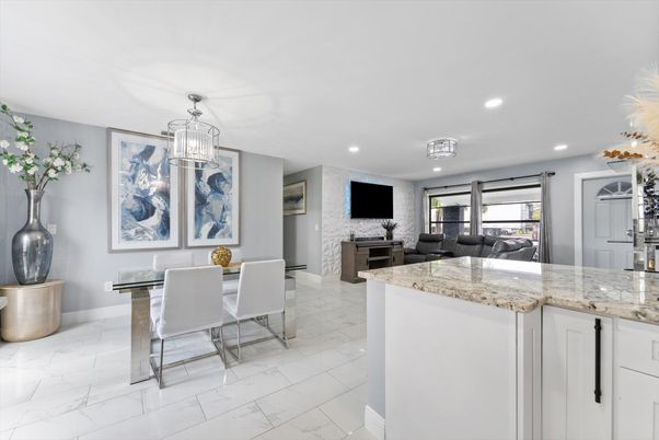 Dining room, Interior, Marble, Pendant Lights, Recessed Lighting