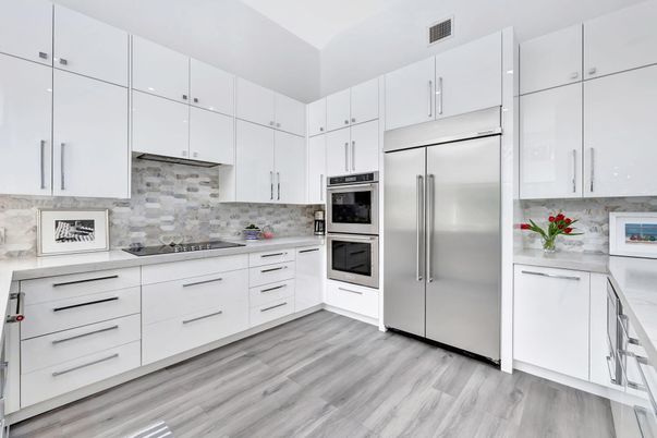 Interior, Kitchen, Stainless Steel Appliances, Wood Texture Flooring