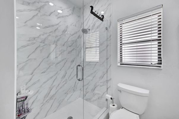Bathroom, Glass Shower, Interior, Marble Walls