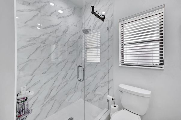 Bathroom, Glass Shower, Interior, Marble Walls