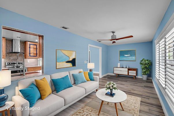 Interior, Kitchen, Living room, Stainless Steel Appliances, Wood Texture Flooring