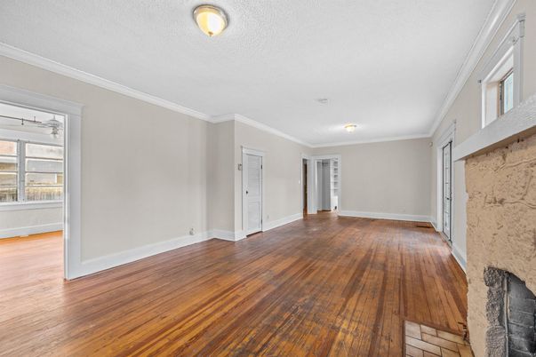 Empty room, Fireplace, Interior, Wood Texture Flooring