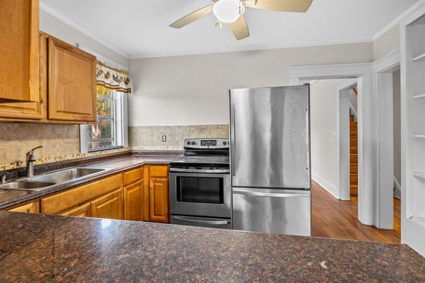 Interior, Kitchen, Stainless Steel Appliances, Wood Texture Flooring