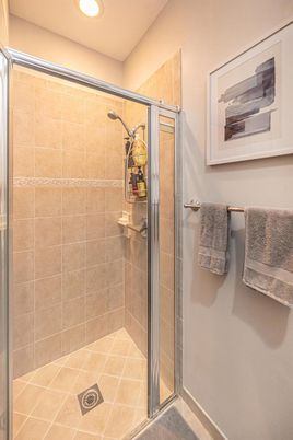 Bathroom, Glass Shower, Interior, Recessed Lighting