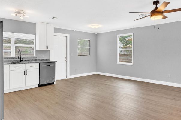 Empty room, Interior, Kitchen, Wood Texture Flooring
