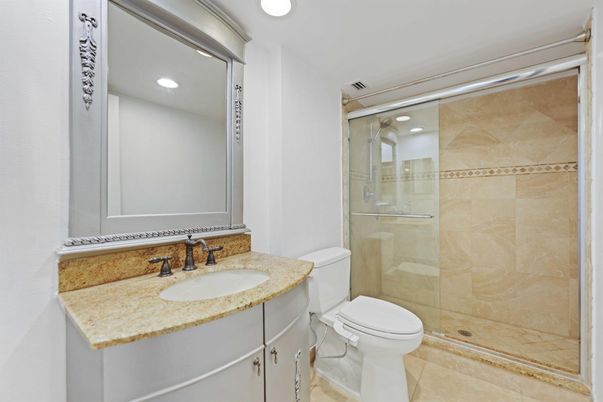 Bathroom, Glass Shower, Interior, Recessed Lighting