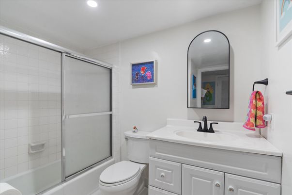 Bathroom, Glass Shower, Interior, Recessed Lighting