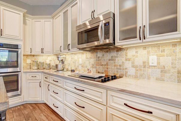 Interior, Kitchen, Stainless Steel Appliances, Stone Walls, Wood Texture Flooring