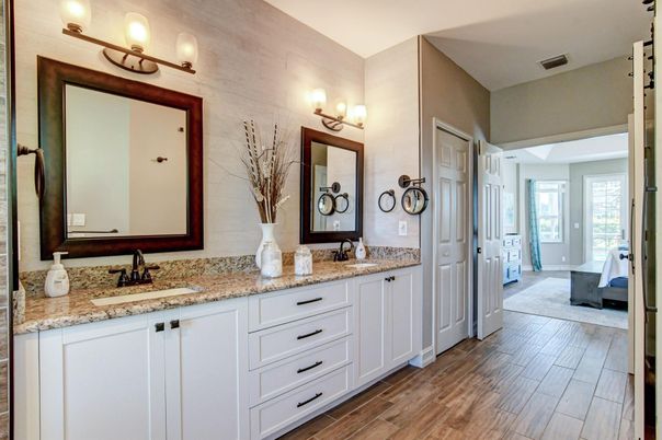 Bathroom, Dual Sink Vanities, Interior, Wood Texture Flooring