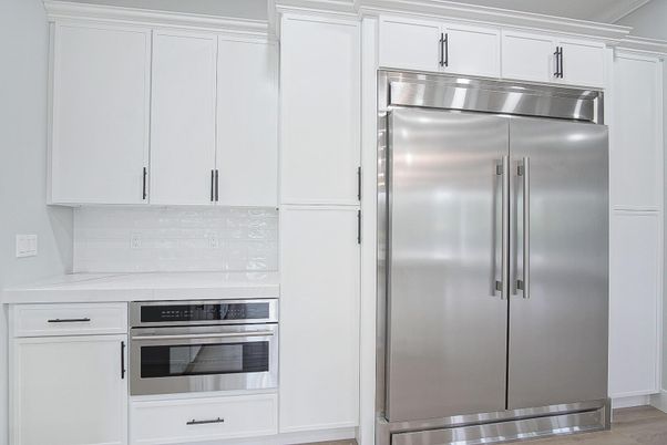 Interior, Kitchen, Stainless Steel Appliances, Wood Texture Flooring