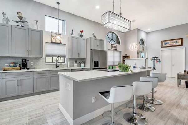 Interior, Kitchen, Pendant Lights, Recessed Lighting, Wood Texture Flooring