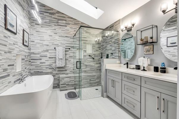 Bathroom, Dual Sink Vanities, Free Standing Baths, Glass Shower, Interior