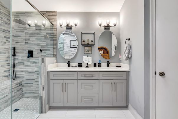 Bathroom, Dual Sink Vanities, Glass Shower, Interior