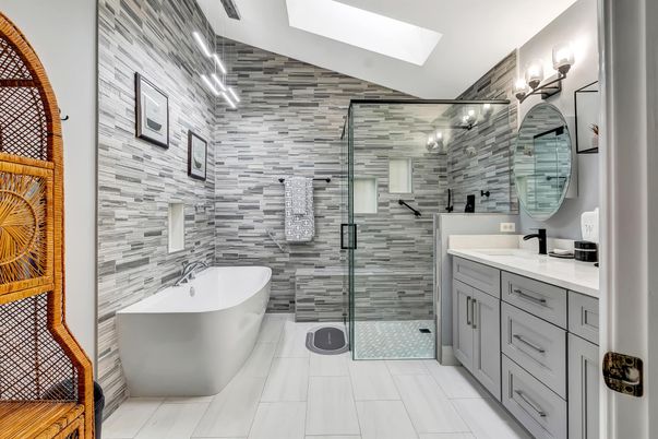 Bathroom, Dual Sink Vanities, Free Standing Baths, Glass Shower, Interior