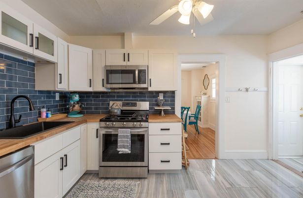 Interior, Kitchen, Stainless Steel Appliances, Wood Texture Flooring
