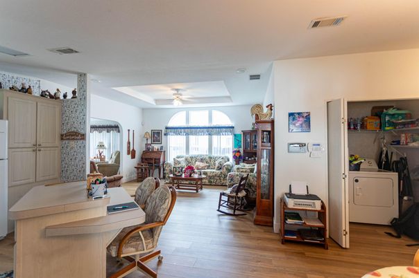 Home Office, Interior, Washer, Wood Texture Flooring