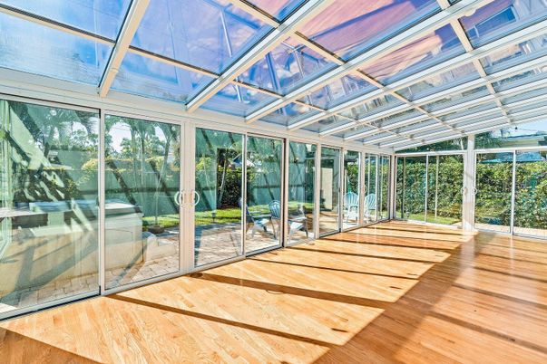 Glass Ceilings, Interior, Sun Room, Wood Texture Flooring