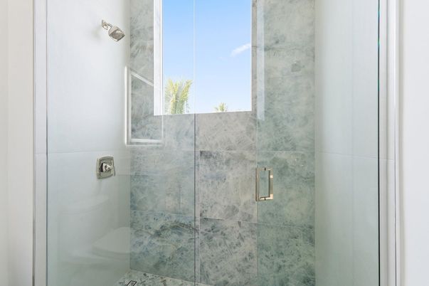 Bathroom, Glass Shower, Interior, Marble Walls