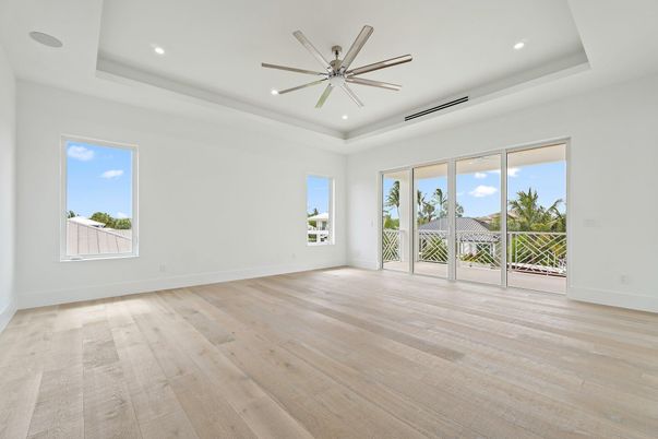 Empty room, Interior, Pendant Lights, Recessed Lighting, Wood Texture Flooring