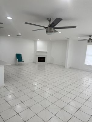 Empty room, Fireplace, Interior, Recessed Lighting