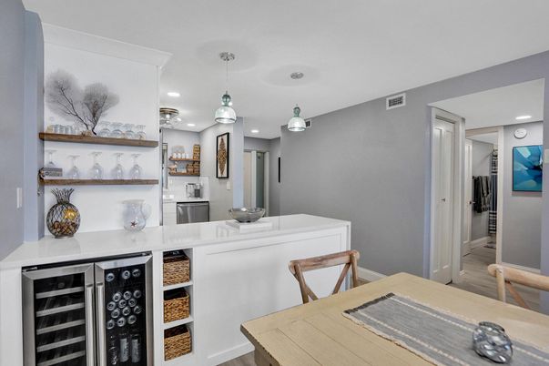 Interior, Kitchen, Pendant Lights, Recessed Lighting, Wood Texture Flooring