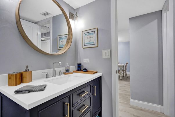 Bathroom, Dual Sink Vanities, Interior, Wood Texture Flooring