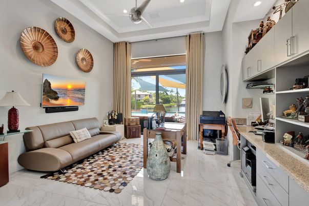 Home Office, Interior, Living room, Marble, Recessed Lighting