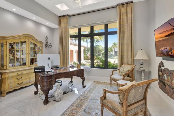 Home Office, Interior, Marble, Recessed Lighting