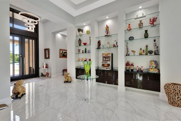Fireplace, Interior, Marble, Recessed Lighting