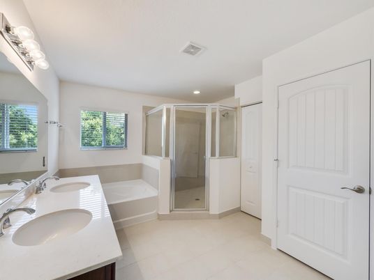 Bathroom, Dual Sink Vanities, Glass Shower, Interior, Recessed Lighting