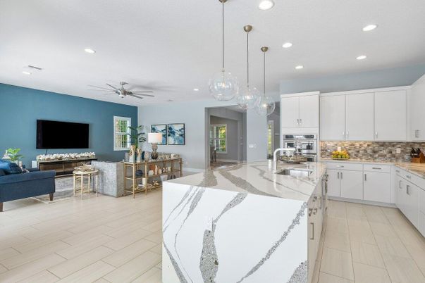 Interior, Kitchen, Living room, Pendant Lights, Recessed Lighting, Wood Texture Flooring