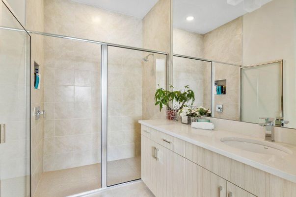 Bathroom, Dual Sink Vanities, Glass Shower, Interior, Recessed Lighting