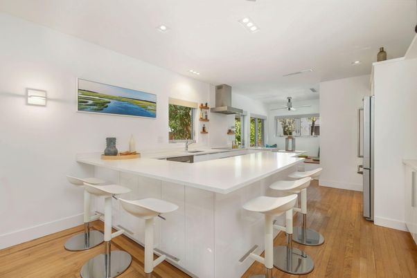 Interior, Kitchen, Recessed Lighting, Wood Texture Flooring