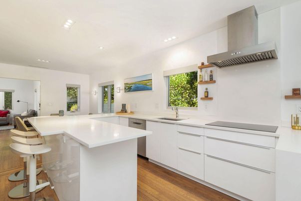 Interior, Kitchen, Recessed Lighting, Wood Texture Flooring