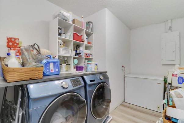 Interior, Washer, Wood Texture Flooring